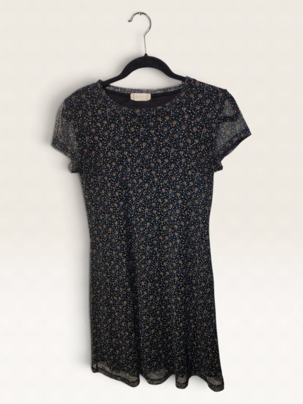 Altard State Floral Mesh Overlay Mini Dress Womens Medium Short Sleeve Lined